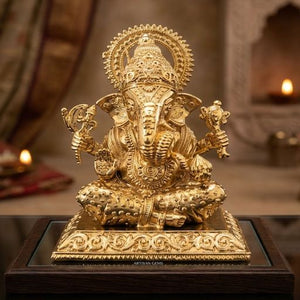Luxury Brass Lord Ganesha Idol – Ganpati Statue for Home Temple, Vastu Decor & Auspicious Spiritual Gift