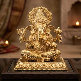 Luxury Brass Lord Ganesha Idol – Ganpati Statue for Home Temple, Vastu Decor & Auspicious Spiritual Gift