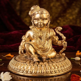 Gold Plated Brass Bal Ram Idol – Baby Lord Ram Statue for Home Temple, Spiritual Decor & Luxury Hindu Gift