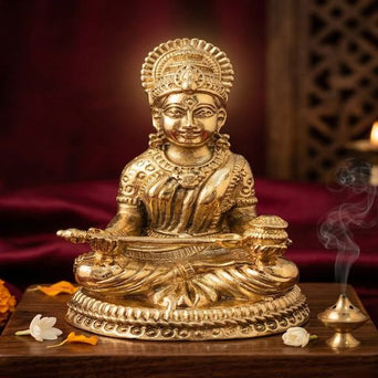Brass Maa Annapurna Idol – Goddess of Food & Prosperity Statue for Home Temple | Sacred Hindu Decor
