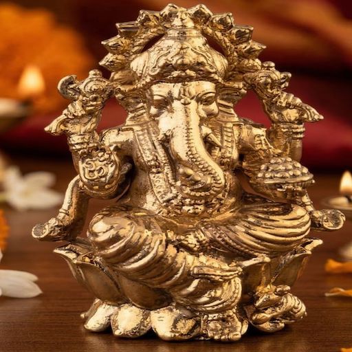 Miniature Brass Lord Ganesha Idol – Luxury Ganpati Statue for Home Temple, Vastu Decor & Spiritual Gift