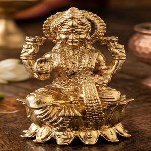 Miniature Brass Goddess Lakshmi Idol – Maa Laxmi Statue for Wealth, Prosperity & Home Temple Decor