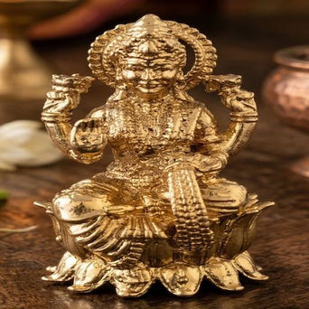 Miniature Brass Goddess Lakshmi Idol – Maa Laxmi Statue for Wealth, Prosperity & Home Temple Decor