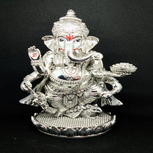 Luxury Silver-Plated Lord Ganesha Idol – Handcrafted Ganpati Murti for Home Temple, Office Décor & Auspicious Gifting | Shilptattva