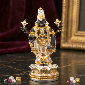 Tirupati Balaji (Lord Venkateswara) Idol – Premium Gold & Silver-Plated Luxury Murti for Home Temple & Divine Décor