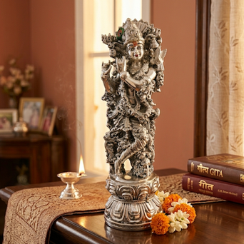 The Eternal Melody – Luxury Silver-Plated Radha Krishna Idol | A Masterpiece of Divine Love by Shilptattva