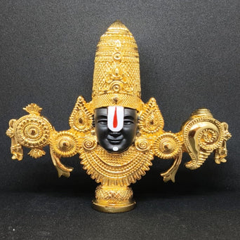 Luxury Lord Balaji Idol – Gold Plated Tirupati Venkateshwar Murti | Premium Spiritual Decor | Temple Style Divine Sculpture