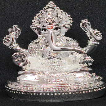 Premium Silver-Plated Lord Ganesha Idol – Luxury Handcrafted Ganesh Murti for Home, Office & Pooja Décor | Shilptattva