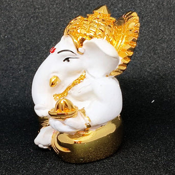 Premium White & Gold Lord Ganesha Idol – Luxury Handcrafted Ganpati Murti for Home Temple, Office Décor & Auspicious Gifting | Shilptattva