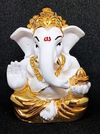 Premium White & Gold Lord Ganesha Idol – Luxury Handcrafted Ganpati Murti for Home Temple, Office Décor & Auspicious Gifting | Shilptattva