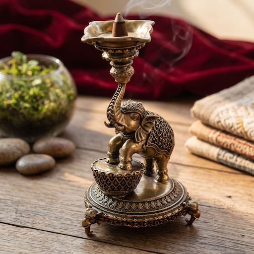 Brass Elephant Diya Stand | Royal Gaja Deepam | Traditional Oil Lamp | Spiritual Home Decor & Puja Essentials - Image 4