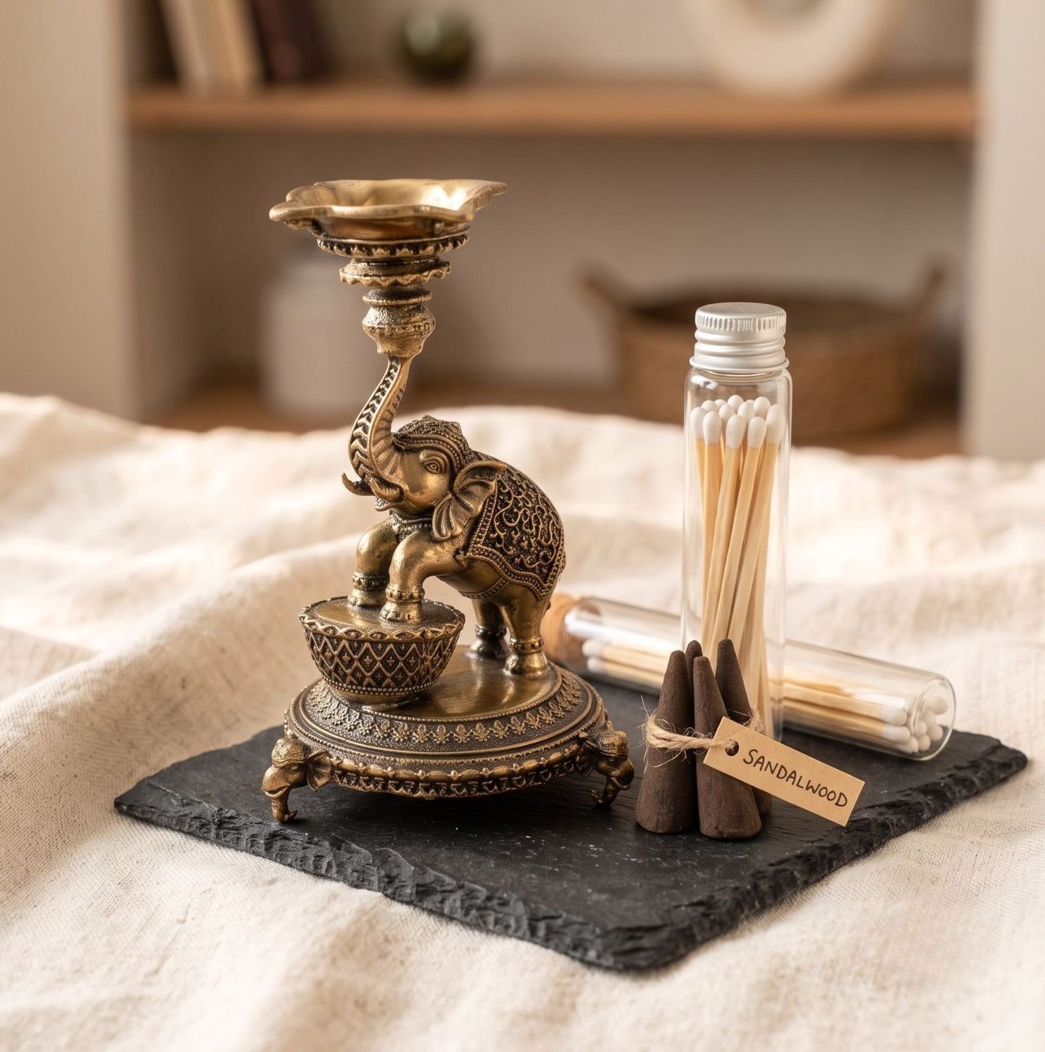 Brass Elephant Diya Stand | Royal Gaja Deepam | Traditional Oil Lamp | Spiritual Home Decor & Puja Essentials - Image 2