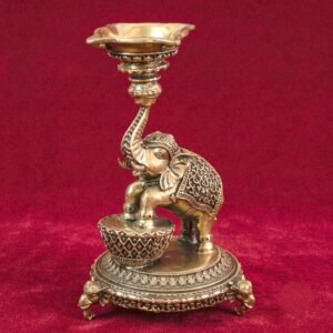 Brass Elephant Diya Stand | Royal Gaja Deepam | Traditional Oil Lamp | Spiritual Home Decor & Puja Essentials