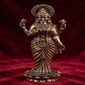 Brass Goddess Lakshmi Idol | Standing Goddess of Wealth & Prosperity | Hindu Goddess Statue | Premium Spiritual Home Decor